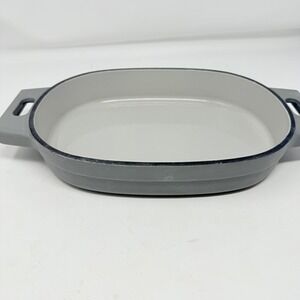 Pampered Chef Gray 1‎ Quart Enameled Cast Iron Baker with Handles 10"